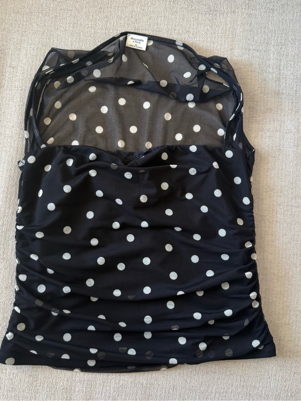 Abercrombie & Fitch Black Polka Dot Mesh Camisole